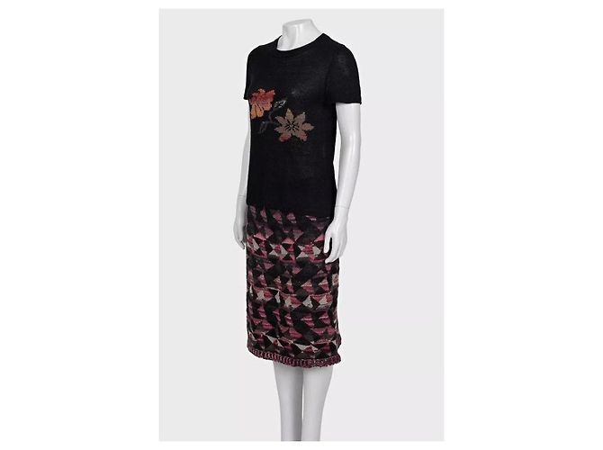 Ensemble top et jupe en tricot géométrique Chanel - Taille 38/M d'occasion - vue 2