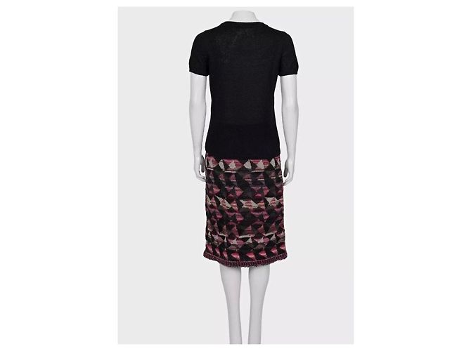 Ensemble top et jupe en tricot géométrique Chanel - Taille 38/M d'occasion - vue 3