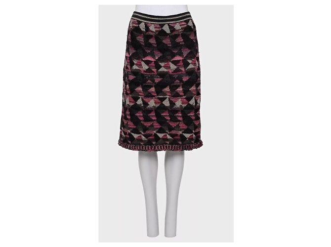 Ensemble top et jupe en tricot géométrique Chanel - Taille 38/M d'occasion - vue 4