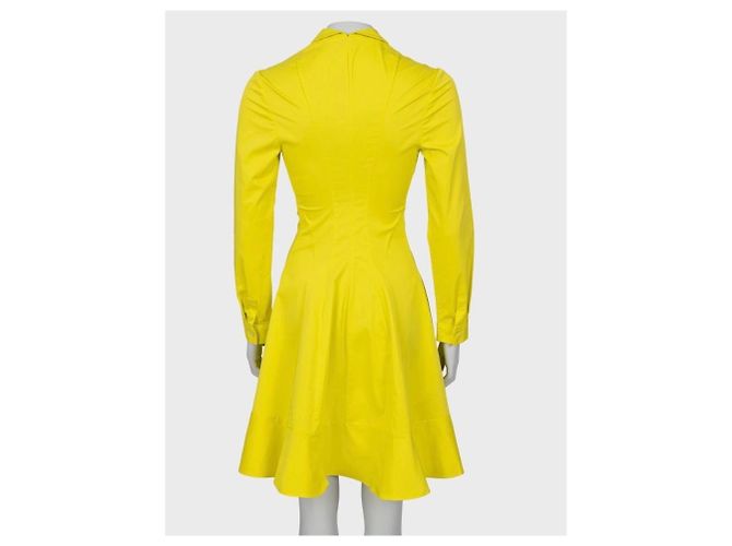 Abito camicia aderente in misto cotone giallo Christian Dior IT 42/M usato - vista 3