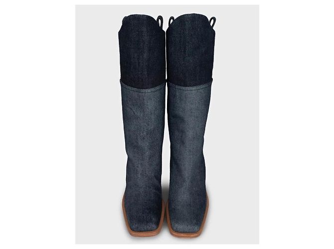 Chanel Denim Logo Boots - Chic Blue Ankle Booties Size 37.5 Pre-owned - view 2