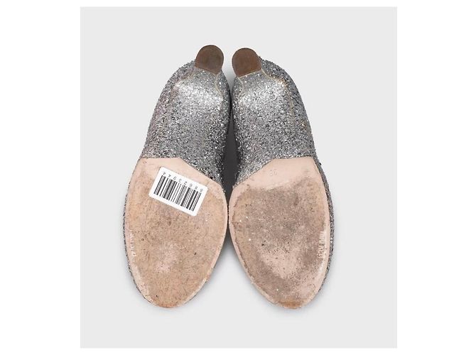 Miu Miu Silberne Glitzer Blockabsatzschuhe - Größe 39 Gebraucht - Ansicht 5