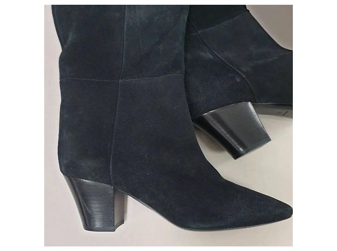 Stivali in suede neri Saint Laurent Taglia 38 38 Usati - vista 2