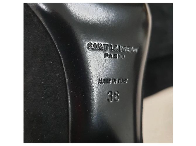 Stivali in suede neri Saint Laurent Taglia 38 38 Usati - vista 3