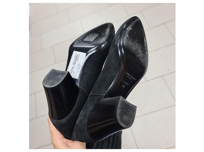 Stivali in suede neri Saint Laurent Taglia 38 38 Usati - vista 4