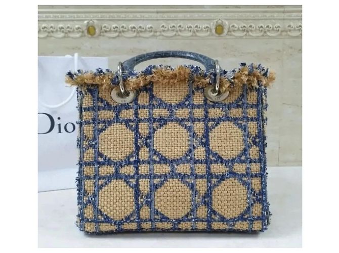 Dior Lady Dior Medium Tweed  Crocodile  Print Lambskin  Handle Bag Pre-Owned - view 2