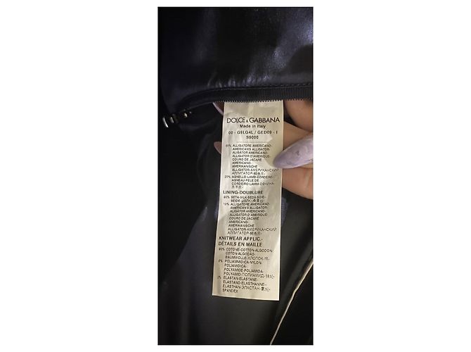 Dolce & Gabbana Dolce and Gabbana Navy Crocodile Print Lambskin Bomber Jacket Sz.48-50 Pre-Owned - view 4