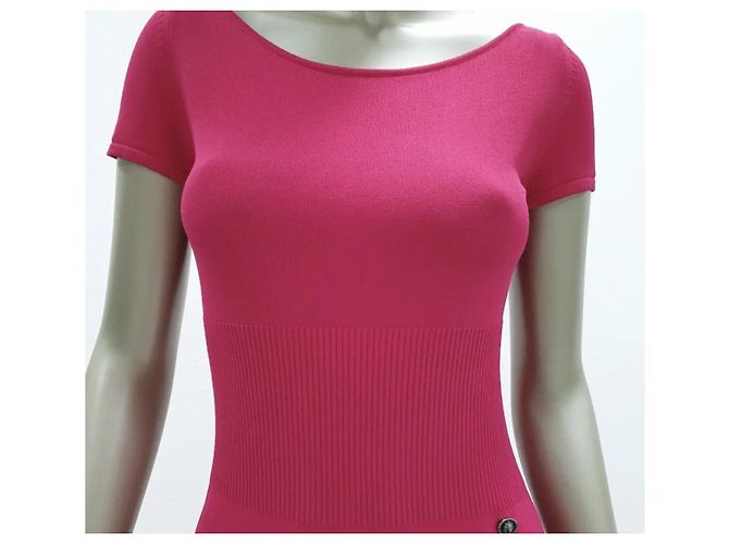 Vestido midi de punto rosa Chanel 2010 Talla 36 Pre-Owned - vista 3