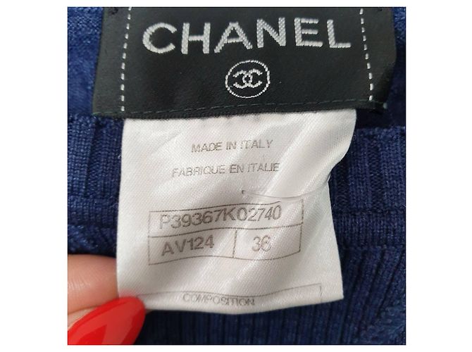 Chanel Navy Langarm-Strickkleid Größe 36 Gebraucht - Ansicht 4