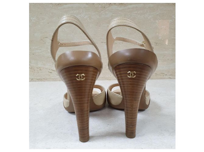 Sandalo slingback beige marrone Chanel taglia 40 usato - vista 3
