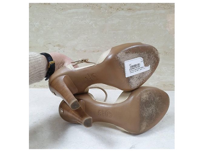 Sandalo slingback beige marrone Chanel taglia 40 usato - vista 5