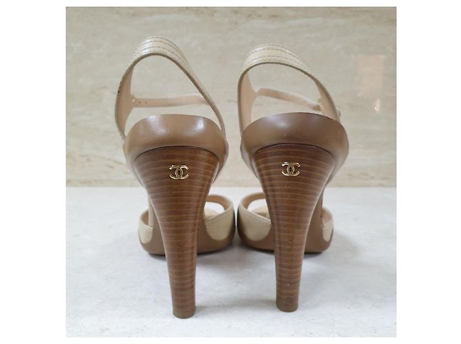 Sandalo slingback beige marrone Chanel taglia 40 usato - vista 6