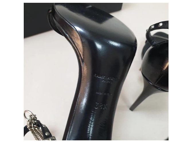 Schwarze Leder-High-Heels von Saint Laurent Größe 38,5 Gebraucht - Ansicht 3