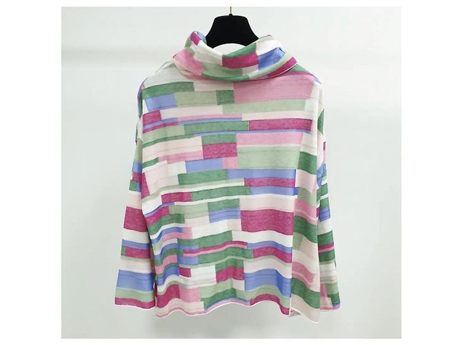 Chanel Multicolor Abstract Printed Knit Turtleneck Top Sz.40 Pre-Owned - view 4