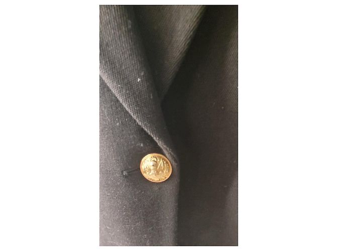 Balmain BLAMAIN Schwarzer Wollblazer mit einem Knopf Größe 38 Gebraucht - Ansicht 3