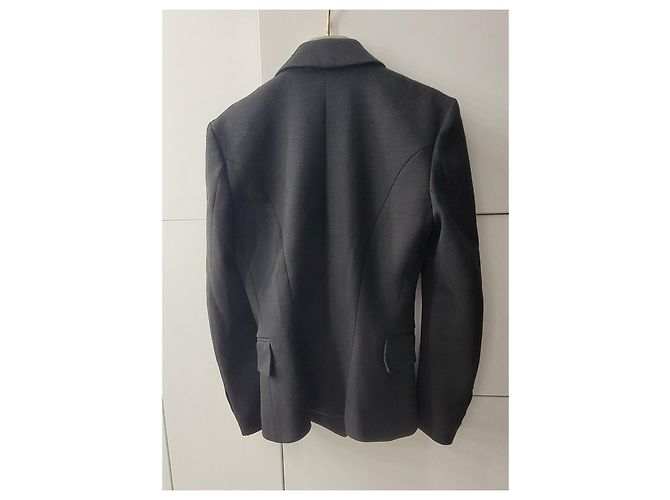 Balmain BLAMAIN Schwarzer Wollblazer mit einem Knopf Größe 38 Gebraucht - Ansicht 5