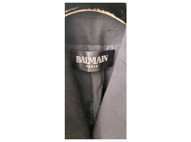Balmain BLAMAIN Schwarzer Wollblazer mit einem Knopf Größe 38 Gebraucht - Ansicht 9
