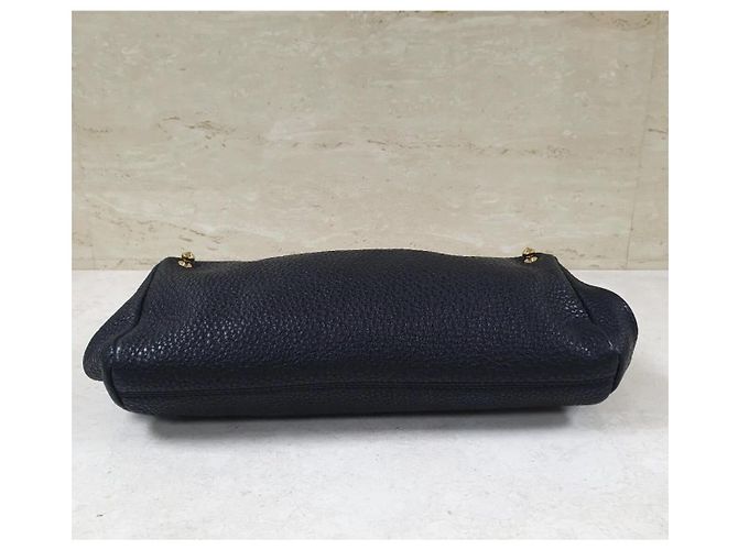 Fendi Black Leather Walnut Wood Handle Clutch Bag Pre-Owned - view 4