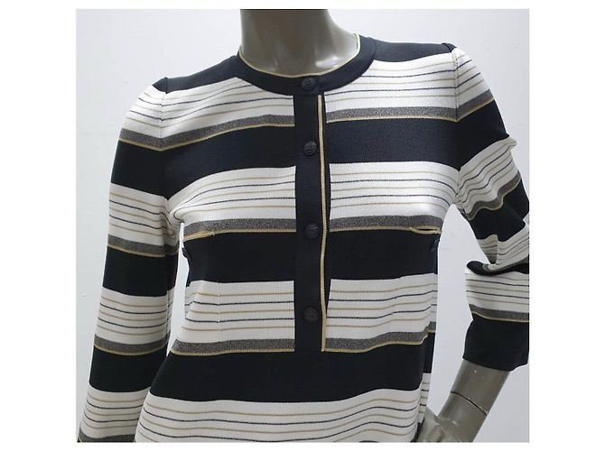 Gestreiftes Seiden-Tunika-Kleid von Chanel Freizeitkleid Größe 38 Gebraucht - Ansicht 2