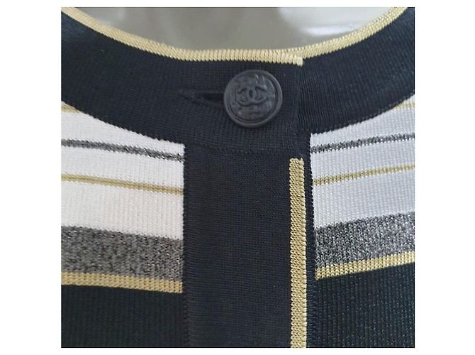 Gestreiftes Seiden-Tunika-Kleid von Chanel Freizeitkleid Größe 38 Gebraucht - Ansicht 4