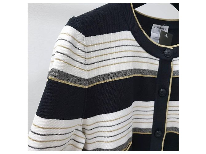 Gestreiftes Seiden-Tunika-Kleid von Chanel Freizeitkleid Größe 38 Gebraucht - Ansicht 8