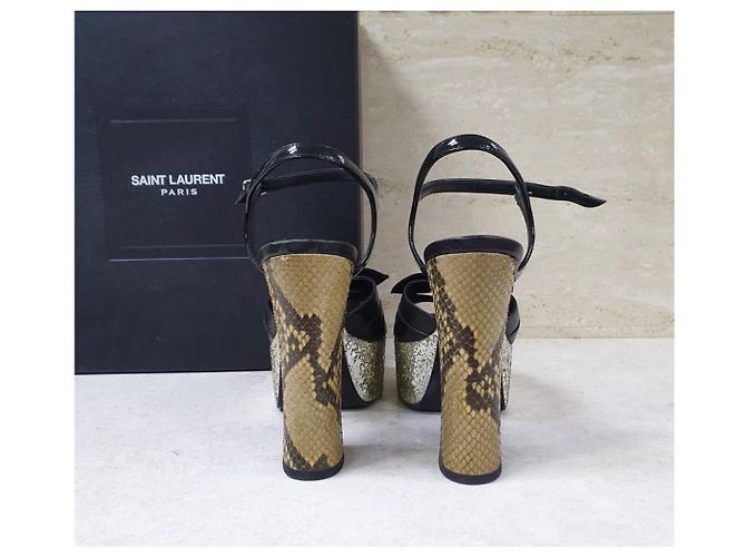Yves Saint Laurent Saint Laurent Schwarze Leder Python Absatzsandalen Gr. 36 Gebraucht - Ansicht 4