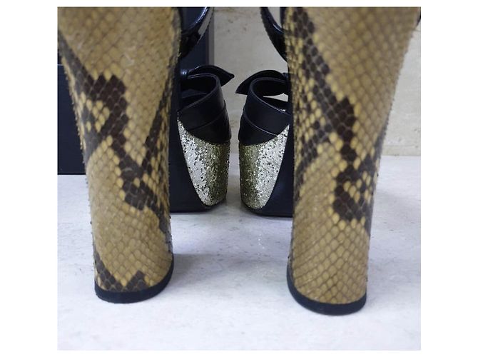 Yves Saint Laurent Saint Laurent Schwarze Leder Python Absatzsandalen Gr. 36 Gebraucht - Ansicht 5