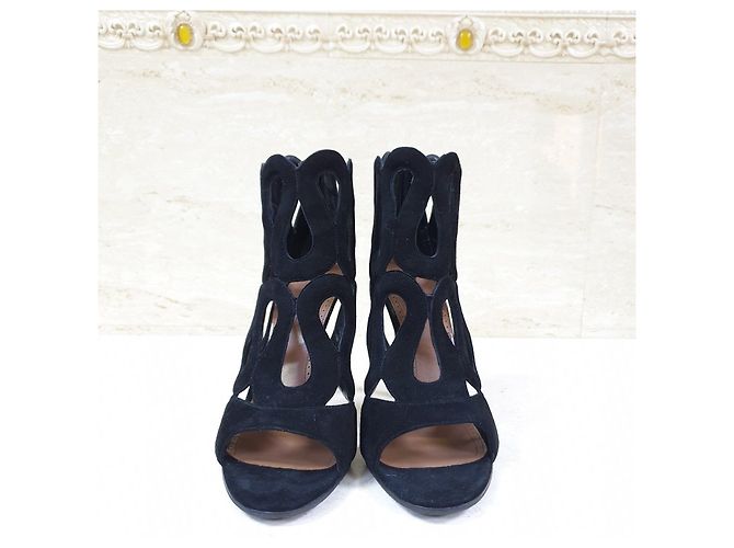Alaïa Alaia Schwarze Wildleder Sandalen mit Absatz Größe 38,5 Gebraucht - Ansicht 2
