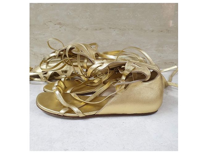Timeless Chanel Gold Gladiator Sandalen Größe 38 Gebraucht - Ansicht 10