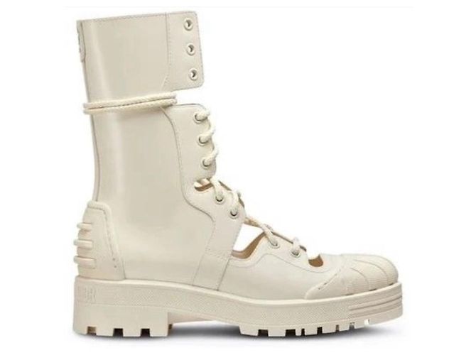 Dior White Iron Leather Tall Boots sz. 38 Pre-Owned - view 2