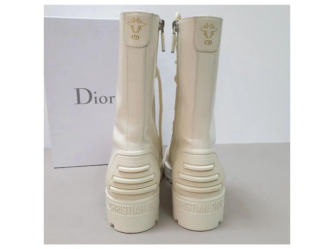 Dior White Iron Leather Tall Boots sz. 38 Pre-Owned - view 6