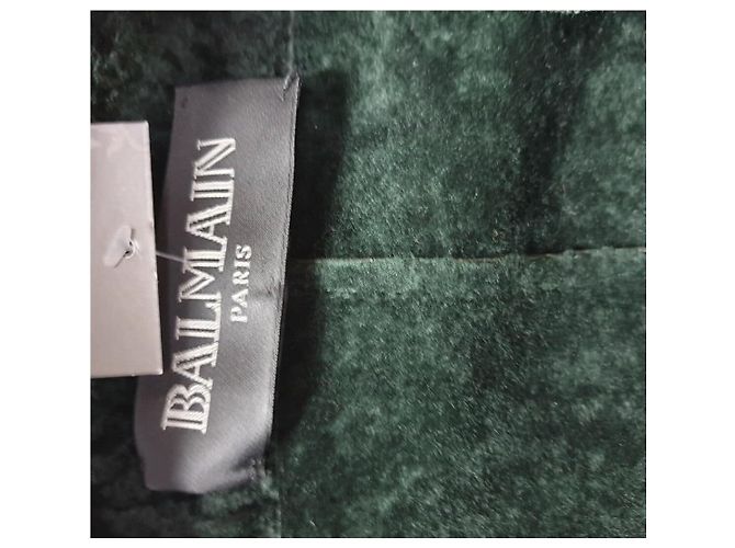 Giacca biker in shearling verde da donna Balmain Taglia 38 Usata - vista 6