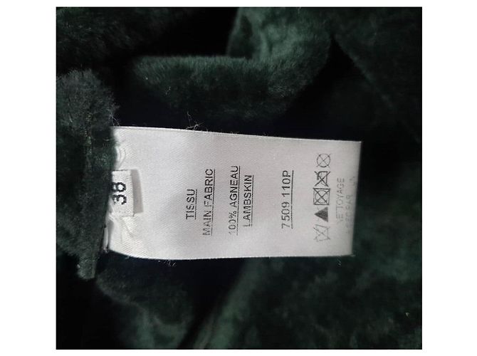 Giacca biker in shearling verde da donna Balmain Taglia 38 Usata - vista 7