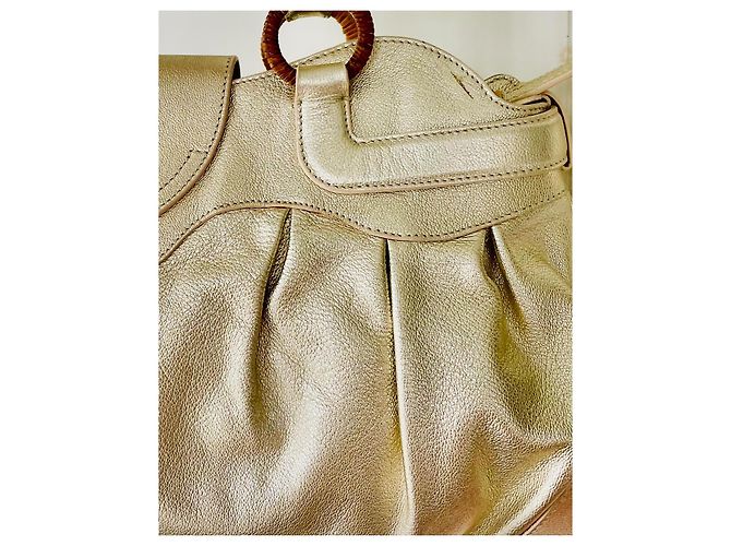 Borsa a mano Salvatore Ferragamo Sofia in pelle dorata D'oro - vista 8