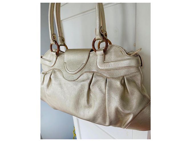 Borsa a mano Salvatore Ferragamo Sofia in pelle dorata D'oro - vista 9