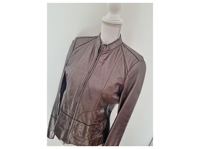 Hugo Boss Metallisch Silberne Lederjacke - Ansicht 3