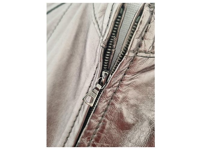 Hugo Boss Metallisch Silberne Lederjacke - Ansicht 4