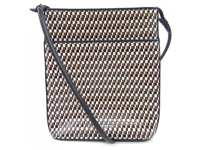 Autre Marque Borsa a spalla in pelle Indenya Marrone Nero Bianco - vista 3