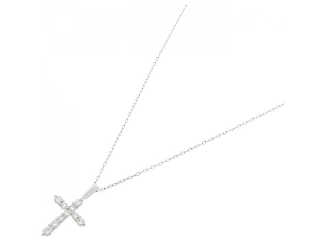 Autre Marque Collana a Croce con Diamanti in Platino Argento - vista 2