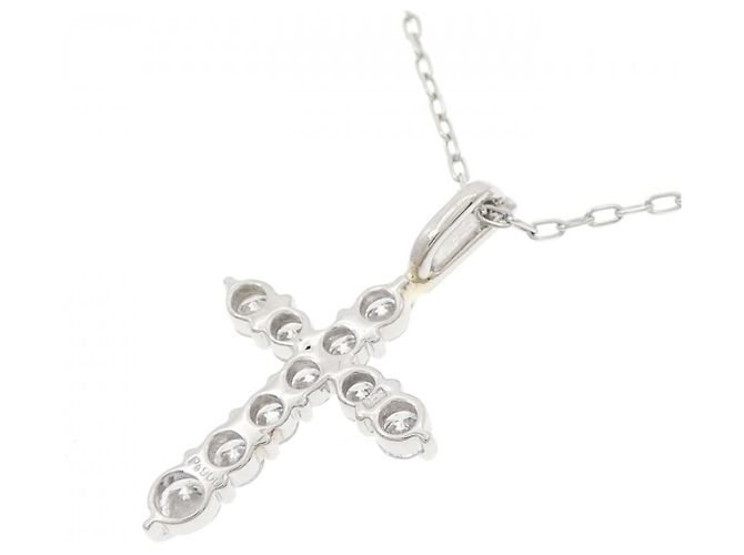 Autre Marque Collana a Croce con Diamanti in Platino Argento - vista 4