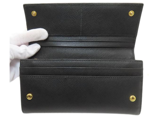 Prada Saffiano Leder Langbörse Schwarz - Ansicht 4