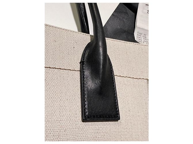 Borsa Tote Rive Gauche Saint Laurent Nero Beige - vista 12