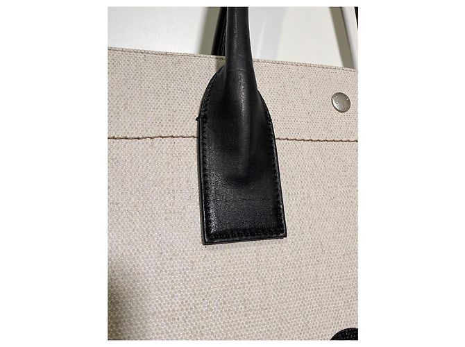 Borsa Tote Rive Gauche Saint Laurent Nero Beige - vista 2
