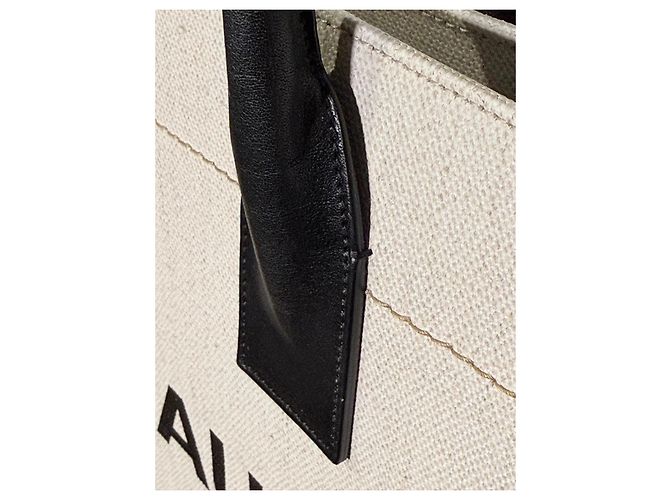 Borsa Tote Rive Gauche Saint Laurent Nero Beige - vista 5