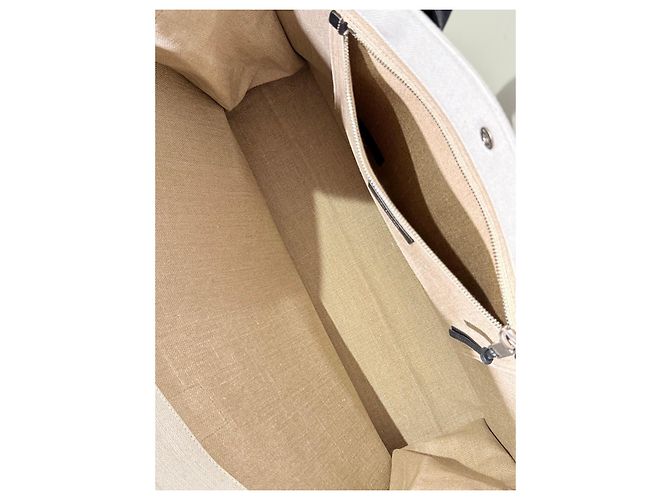 Borsa Tote Rive Gauche Saint Laurent Nero Beige - vista 7