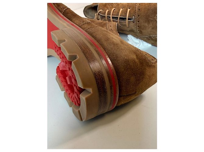Scarpe Oxford in suede marrone Christian Louboutin - vista 10