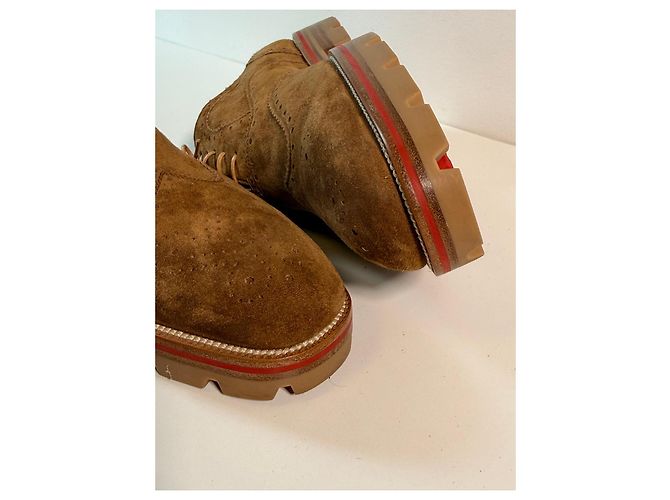 Scarpe Oxford in suede marrone Christian Louboutin - vista 14