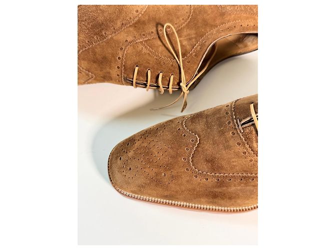 Scarpe Oxford in suede marrone Christian Louboutin - vista 15
