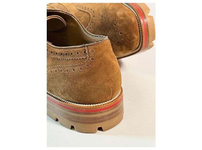 Scarpe Oxford in suede marrone Christian Louboutin - vista 16