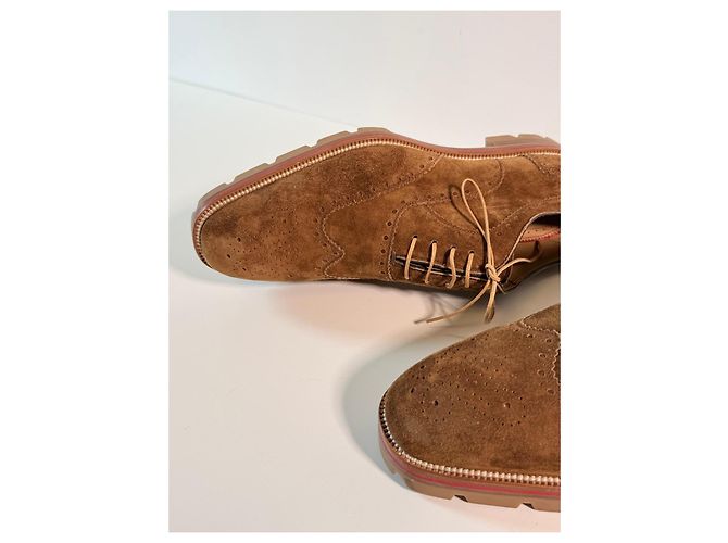 Scarpe Oxford in suede marrone Christian Louboutin - vista 17